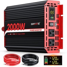 2000W Power Inverter 12V DC to 110V/120V AC with LCD Display for Vehicles