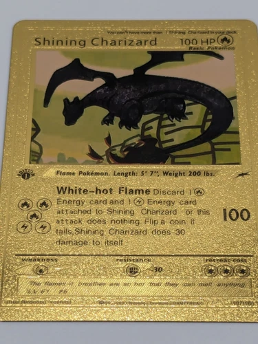 1995-2000 Golden Shining Charizard RARE Pokémon 107/105 Base Set