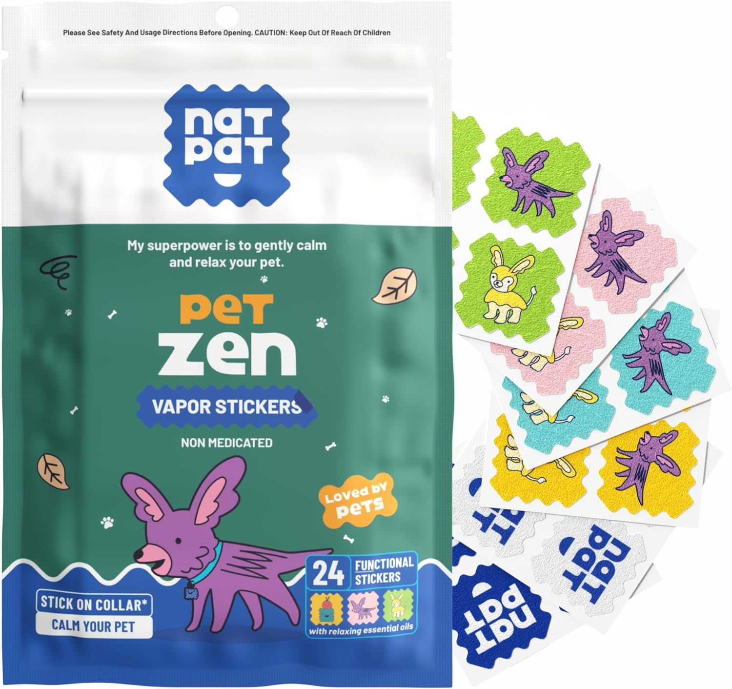 NATPAT Pet Zen Calming Patches for Dogs & Cats – Non-Medicated Effective