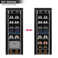 10 Layers 9 Shelf Shoes Standing Shoe Rack Cabinet Storage Organizer Dustproof