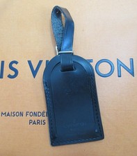 Louis Vuitton Luggage Name Tag Brass hw Large Black Leather