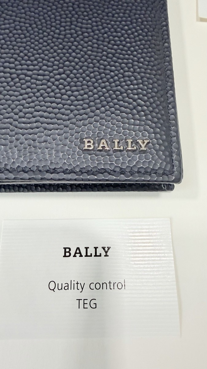 Bally Wallet In Box Gift Set Blue Navy Leather Wallet Card Holder