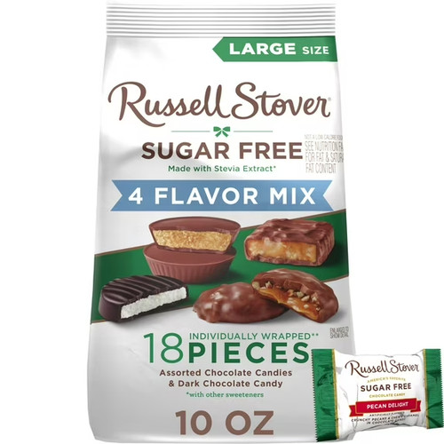 RUSSELL STOVER Sugar Free 4 Flavor Mix in Chocoalte Candy & Dark Chocolate,10 oz