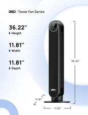 Dreo - Tower Fan- 90° Oscillating Fan - 36 inch Floor Fans, 4 Speeds
