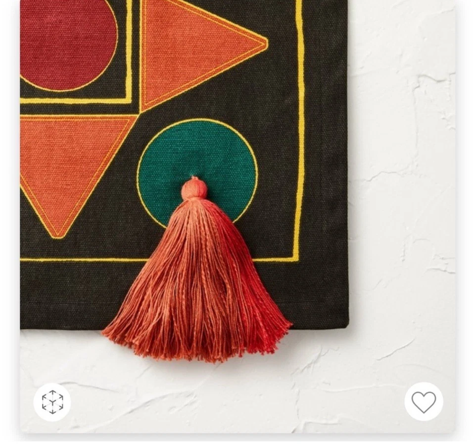 Opal House 100% Cotton Table Runner 20”x90”  Black geometric - Image 2 of 4