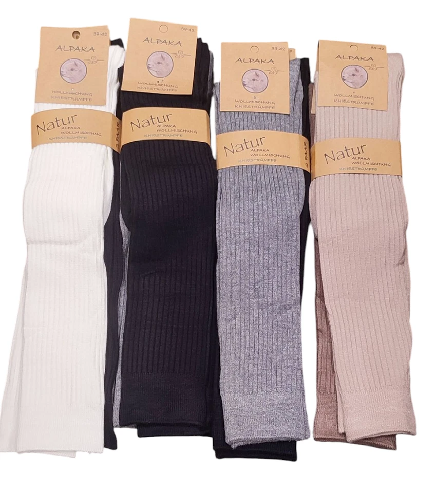 MARKENLOS Alpaka Kniestrumpfe Knie Socken Wollsocken warm 75% ALPAKA-WOLLE! 2-4 paar