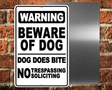 BEWARE OF DOG NO TRESPASSING Aluminum 8 x 12 Metal Novelty Sign WARNING SBD034