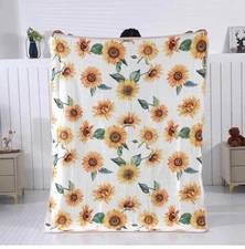 Sunflower Throw Blanket,Sunflower Blanket 50x60 inches,Soft Flannel Floral