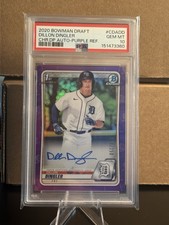 2020 Chrome Draft Picks Autographs Dillon Dingler Purple Refractor /250 (AU, RC)