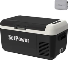 12V Refrigerator with PG216 Portable Power Station Dual Zone Electric Cooler