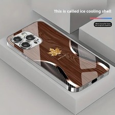 Gold Maple Leaf Wood Grain Phone Case iPhone 17 16 16 15 14 13 12 11 Pro Max