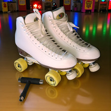 Riedell 120 Sunlite RollerBones Team Indoor Quad Roller Skates Sz 8.5 With Tool