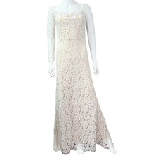 Lulus Womens Long Sleeve Lace Wedding Maxi Dress White/Nude Size Small