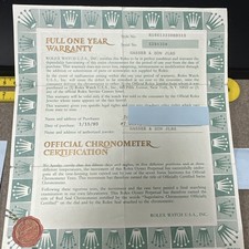 Vintage Collectible Rolex Submariner Watch Paperwork