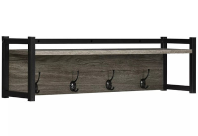 HOMCOM Rustikale Wandgarderobe Schweberegal mit 4 Haken für Eingang