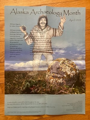 Alaska Indigenous Man ARCHAEOLOGY EDUCATION POSTER RELIGIOUS ARTIFACT STUDY ART
