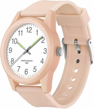 Kids Analog Watches for Girls Boys Watches with Soft Band Learning Time 50M Wate