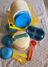 VTG - Fisher-Price Vintage Pretend Play Dish Tea Set Kettle Plates Bowls 2107
