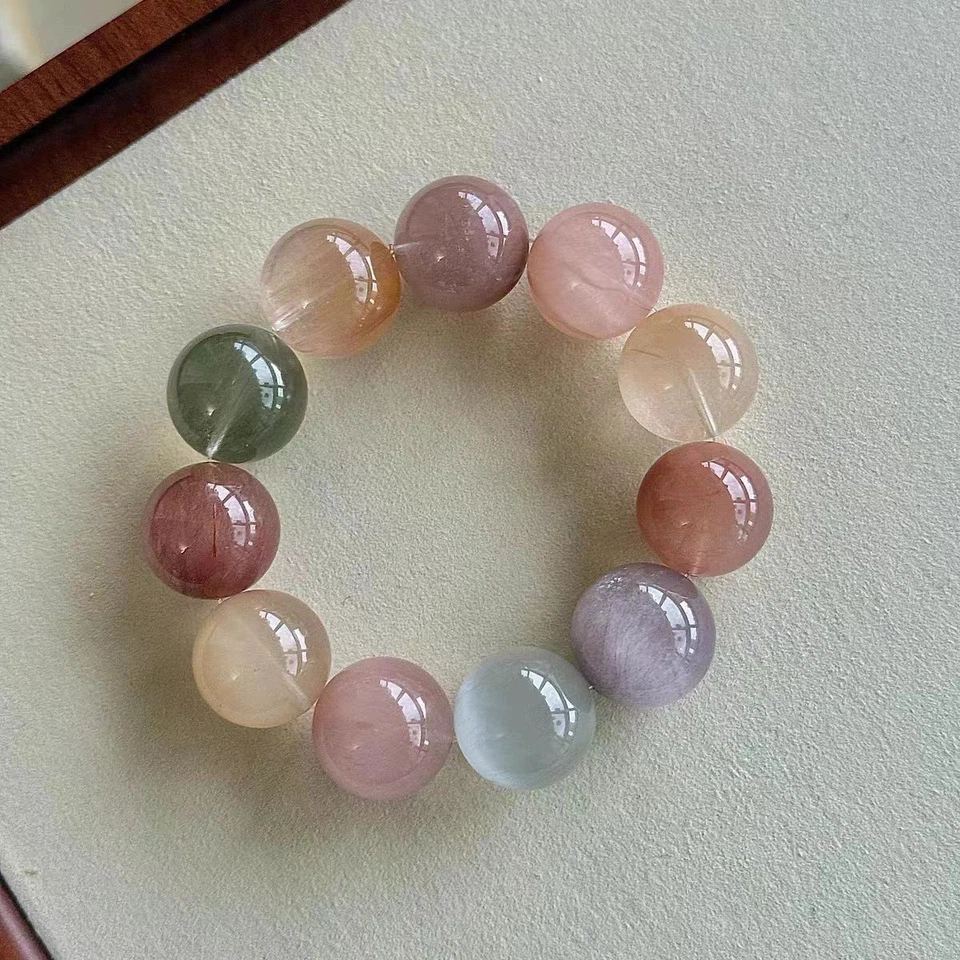 Natural Green Rutilated Quartz Red Rutilated Quartz Rabbit Hair Mixed Bracelet - Image 2 of 4