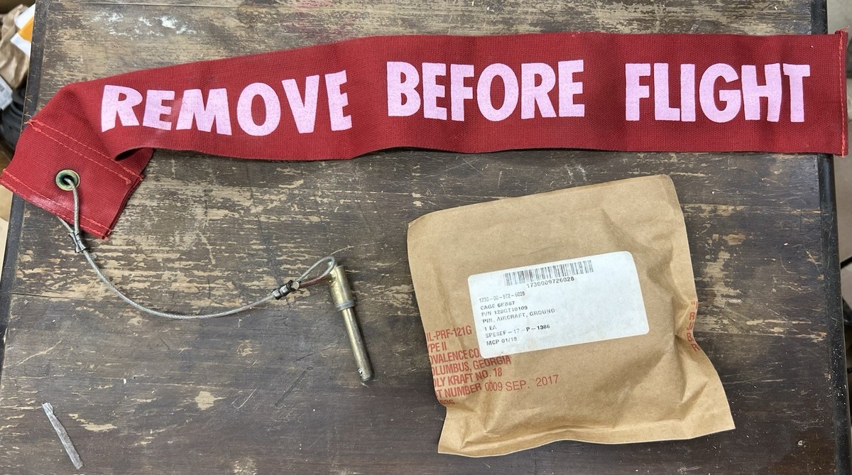 REMOVE BEFORE FLIGHT ground safety lock pin & flag. AIRCRAFT | eBay