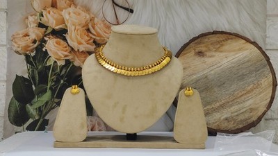 Bollywood matt finish Lakshmi jii coin drops string necklace set . | eBay