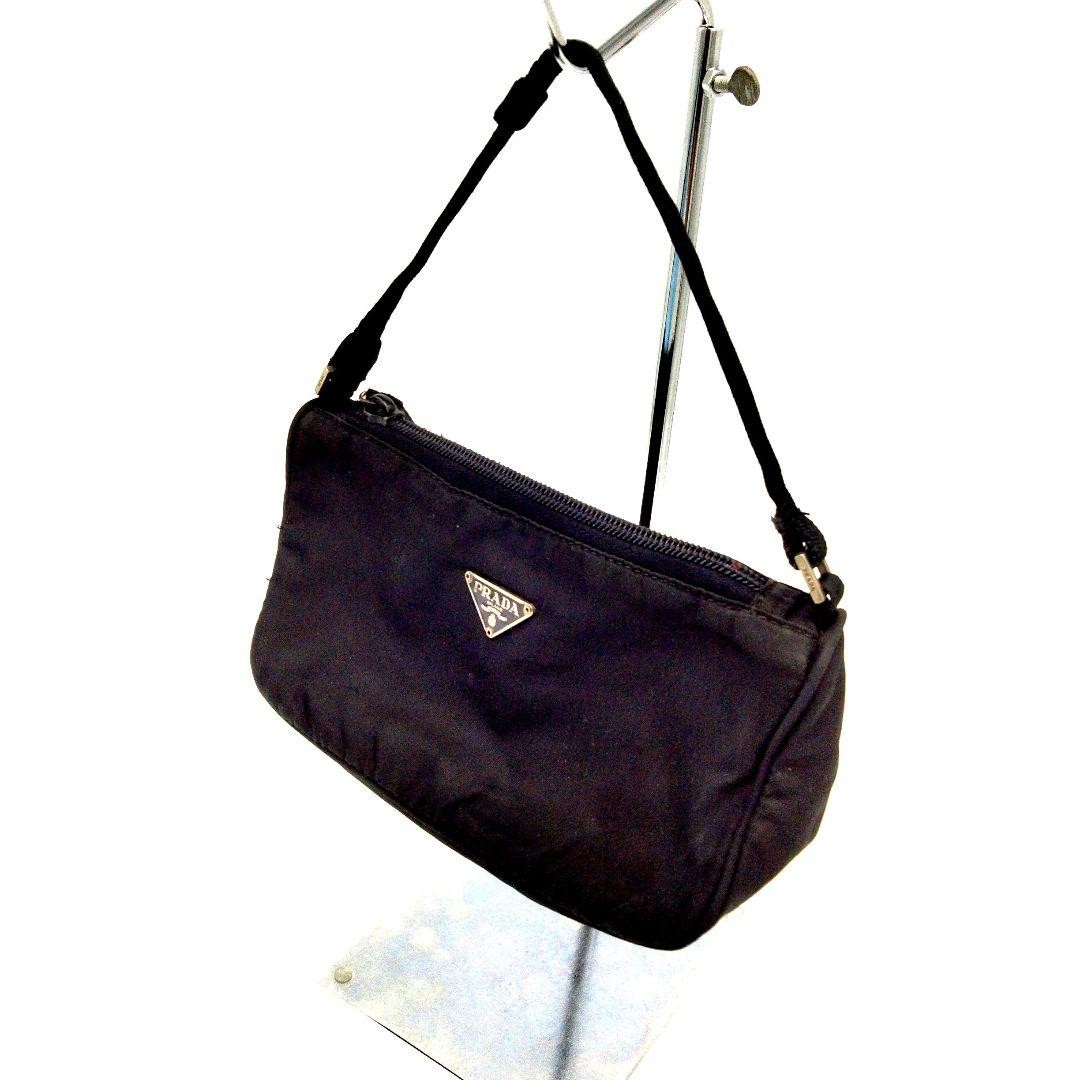 Prada Triangle Logo Black Nylon Mini Shoulder Bag Small