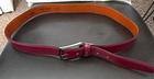 Miguel Bellido Men's Burgundy Leather Belt Solid Buckle Size 95/38 32mm