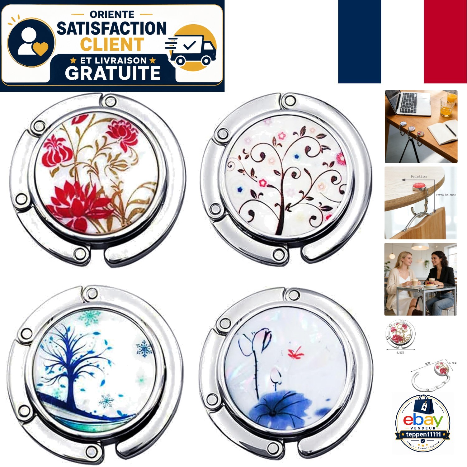 Cintres de table pliants contre le sol sale support de sac à main portable