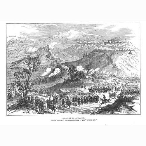 HERZEGOVINA UPRISING Scene of a Battle on January 26th - Antique Print 1876