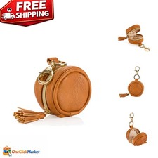 Chic Cognac Leather Pacifier Holder Case - Clips to Diaper Bag, Holds 2