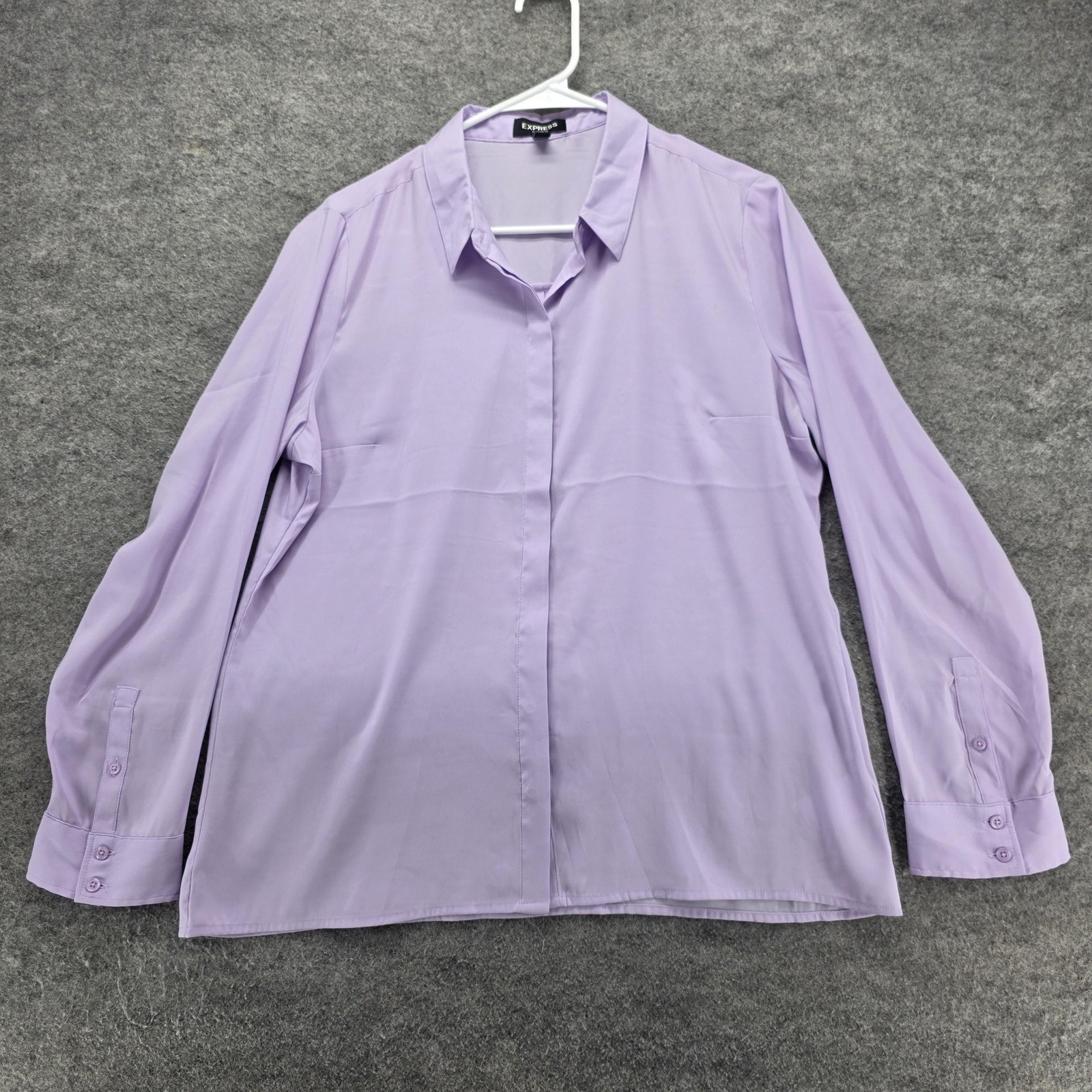 Express Button-Up Womens L Purple Basic Collared … - image 1