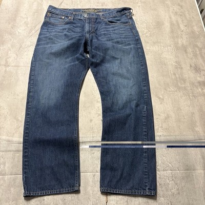 American Eagle Relaxed Straight Jeans Mens 38x32 Light Wash Distressed Denim