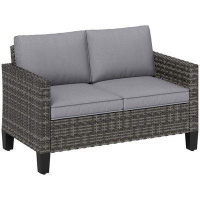 Zweisitzer Rattan Outdoor Sofa - Dunkelgrau