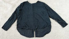 H&M Womens Long Sleeve Button Up Back Stretch Top Green Floral Size 14