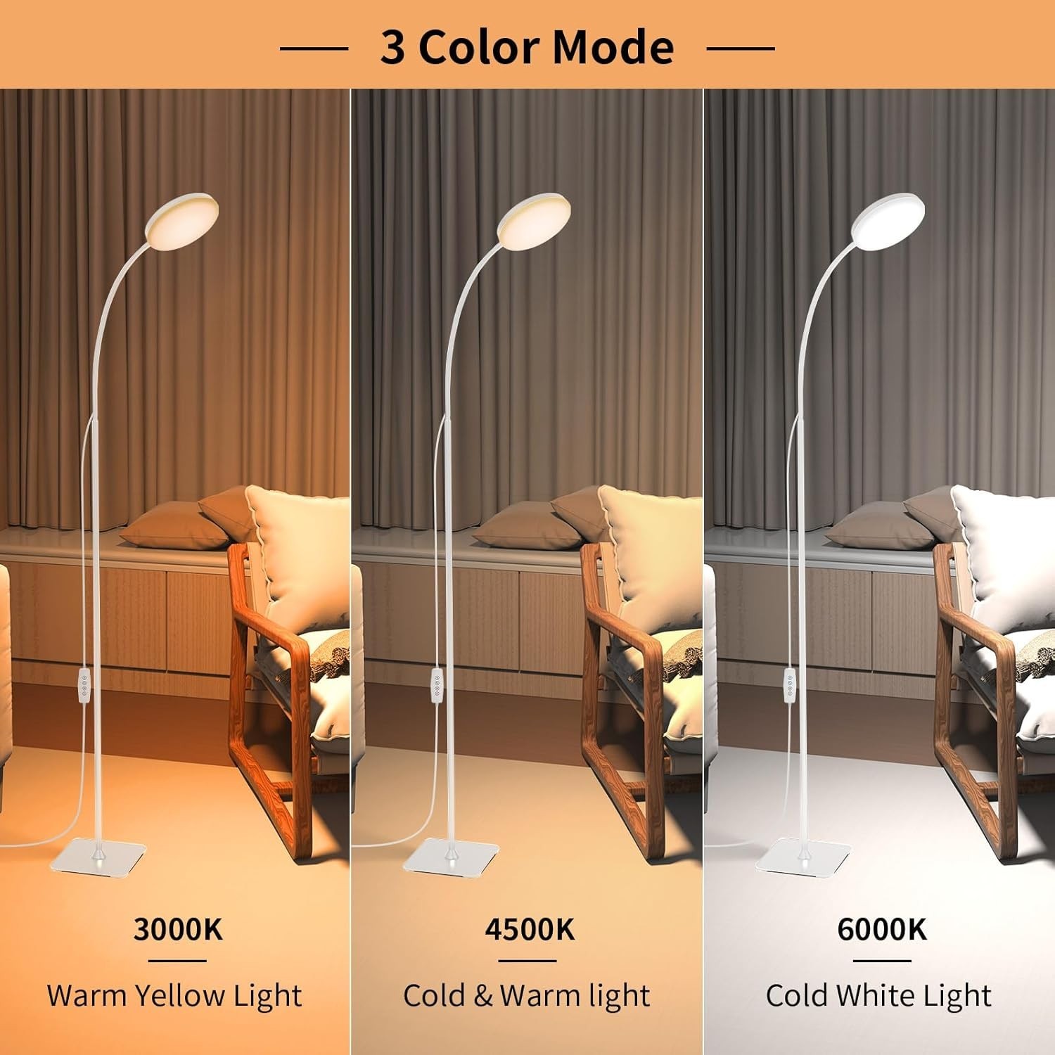 Lampadaire moderne LED à intensité variable avec télécommande pour l'éclairage du salon noir - 4