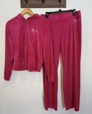 Juicy Couture Vintage Y2K Velvet Velour Hot Pink Track Suit Women  s Size L
