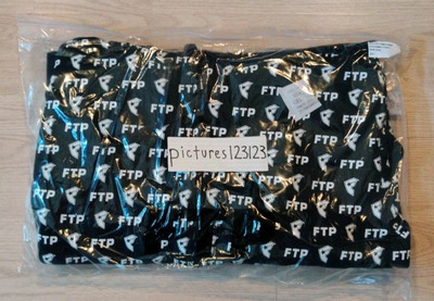 FTP x Famous All Over Logo Zip Hoodie Black Size Large Hooded 