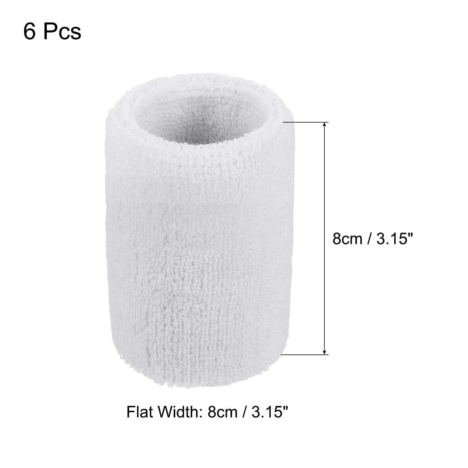 6Pcs 8x8cm Sport Wristbands Terry Absorbent Tennis Sweatband, White eBay