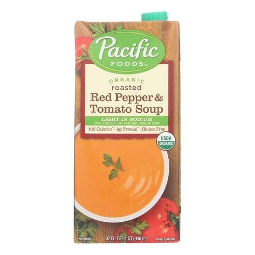Pacific Natural Foods Organic -Red Pepper &Tomato Soup - Case Of 12 -32 Fl Oz
