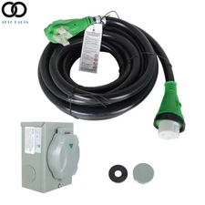 50Amp 25-30FT 125V/250V Generator Cord ＆ Power Inlet Box Twist Lock Connector