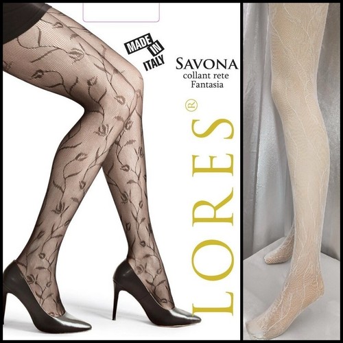 Lores Savona Rete fantasy women's nice lace tights with floral flowers pattern - Picture 1 of 10