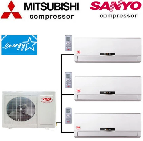 21 SEER Tri Zone Ductless Mini Split Air Conditioner Heat Pump, YMGI