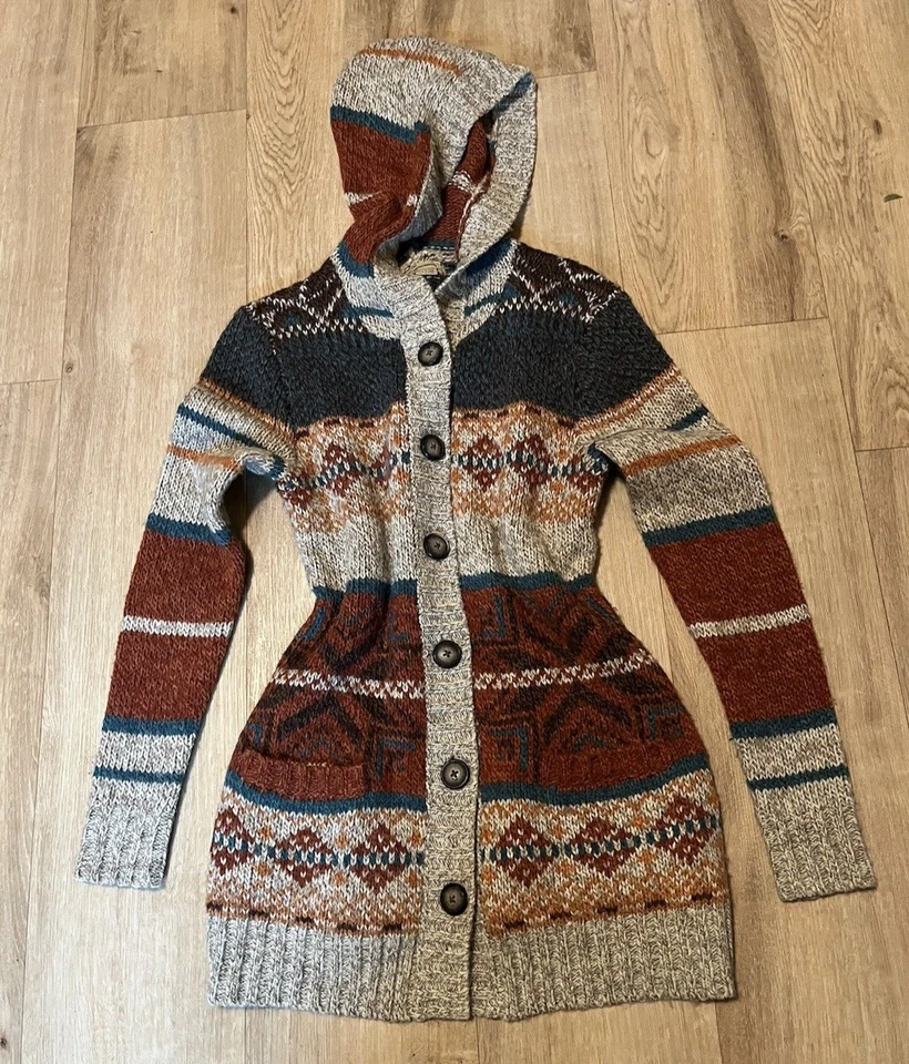 Cárdigan Royal Robbins Místico Suéter Capucha Lana Con Capucha Fairisle Fair Isle XS Foto 3 de 4