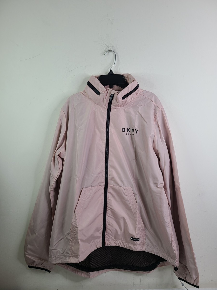 DKNY Sport Women's Pink Convertible Hooded Windbreaker Size L NEW