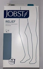 Jobst Relief 20-30mmHg Compression Socks Thigh High Silicone Band Black Large