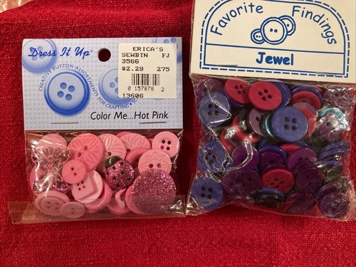 Lot Of Various Solid Color Buttons Pink Hillcreek Jewel Mini Nature Country - Picture 3 of 5