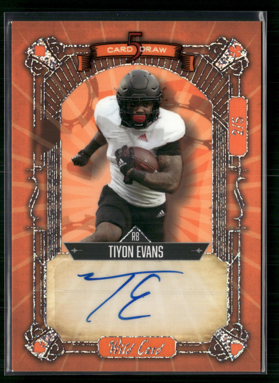Tiyon Evans 2023 Wild Card 5 Card Draw Auto 2/5