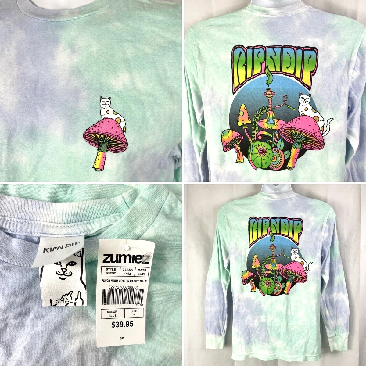 Rip N Dip Psychedelic Mushroom Hookah Cat S Tie Dye Shirt size