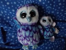 TY Beanie Boos Oscar Blue Purple Owl Lot Small Backpack Hanger MWT
