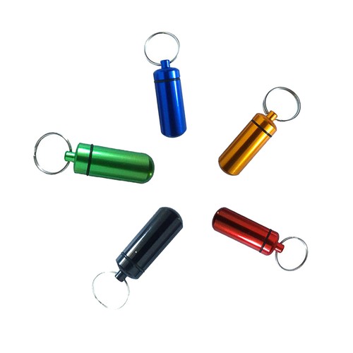 Pill Medicine Box Case Holder Container Capsule Key Ring Chain Waterproof 7Color - Picture 11 of 19